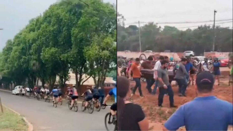 Amigos prestaram últimas homenagens ao ciclista morto em acidente