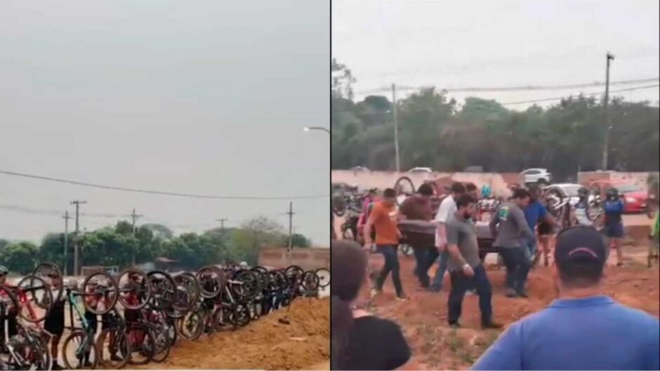 Amigos prestaram últimas homenagens ao ciclista morto em acidente