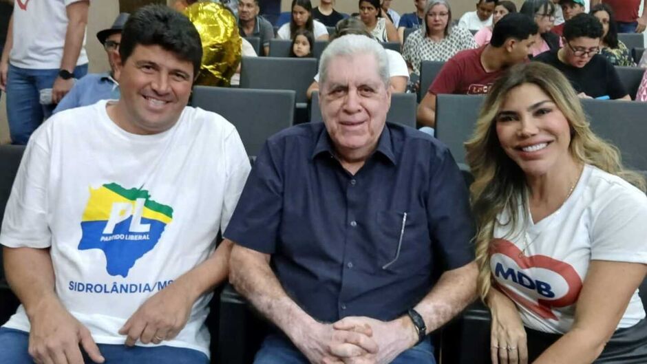 Basso, Puccinelli e Chris Fiuza na convenção do MDB de Sidrolândia em agosto deste ano