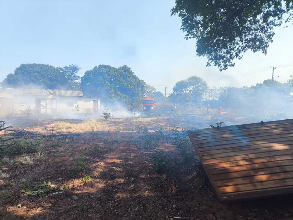 Terreno baldio é tomado por incêndio e fumaça na Mata do Jacinto 