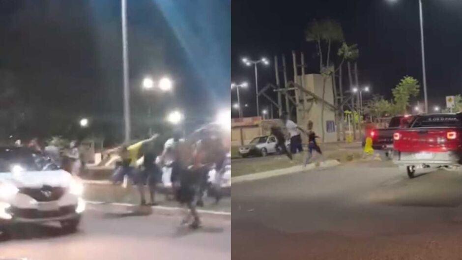 Com gritos e garrafadas briga generalizada toma conta de parque em Ribas do Rio Pardo (vídeo)