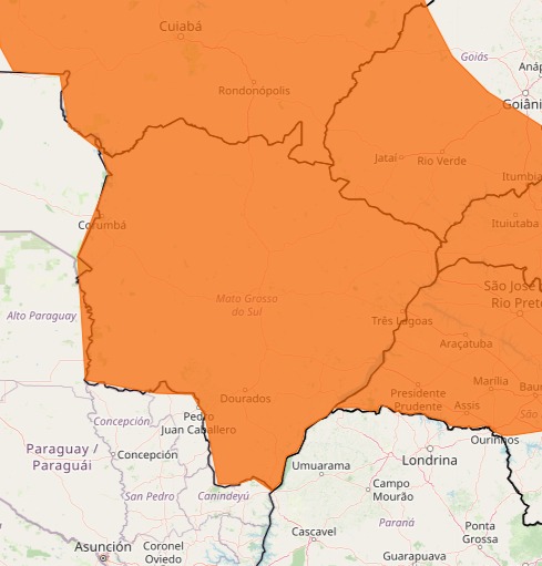 O alerta começou a meia-noite e segue até às 23h59 de amanhã (19)