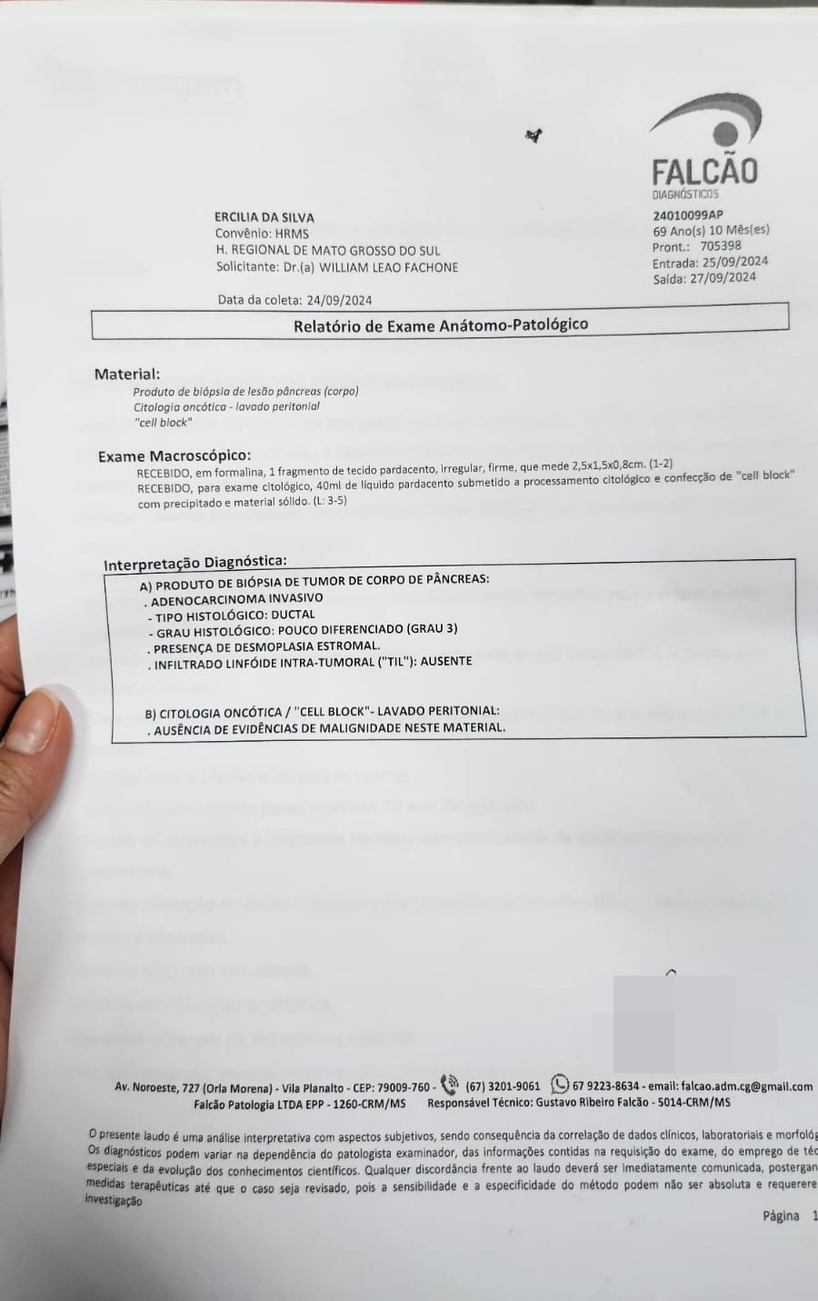 Dona Ercília faz tratamento para ambas as doenças no Hospital Regional