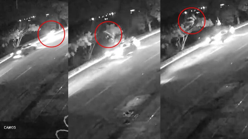 Vídeo mostra motociclista 'voando' após bater de frente com carro na Ernesto Geisel (vídeo)