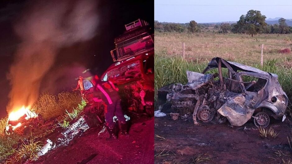 Acidente deixa 3 mortos carbonizados e 2 feridos na BR-060 em Camapuã