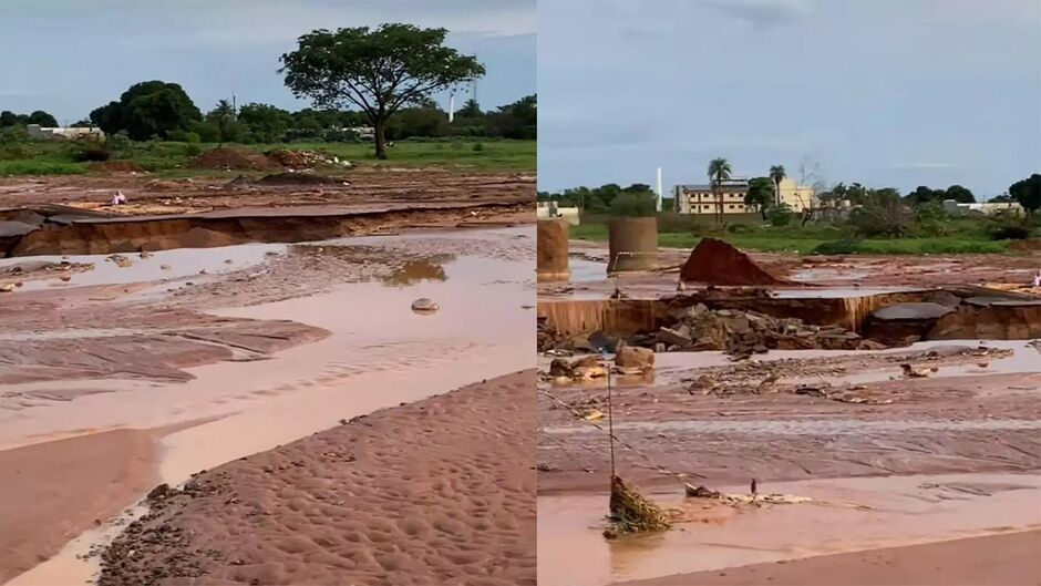 Chuva forte abre cratera com risco de desabamento em Três Lagoas 