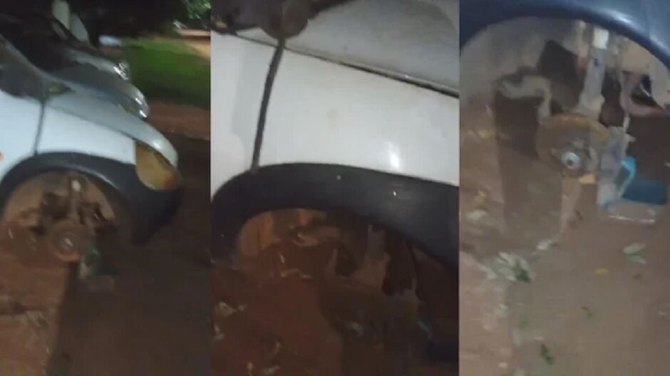 Morador encontrou o seu carro sem a roda dianteira 