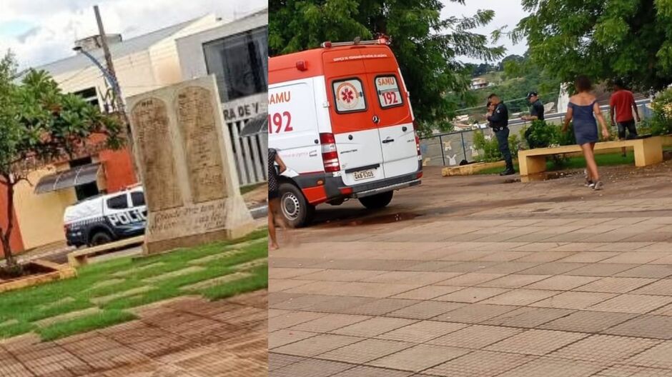 Homem leva facada no peito em plena luz do dia em praça em Camapuã