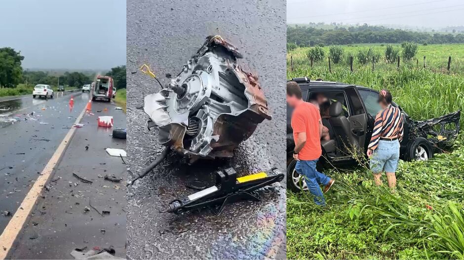 Destroços pela pista, incluindo o motor da Tucson