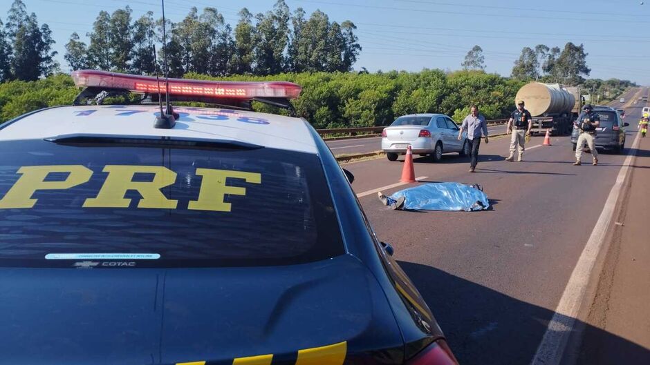 Motociclista morre em acidente com van na BR-163, em Dourados, na saída para Caarapó