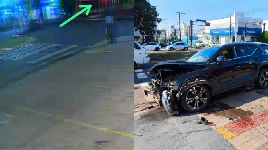 SUV de luxo ficou com a frente destruída após o acidente