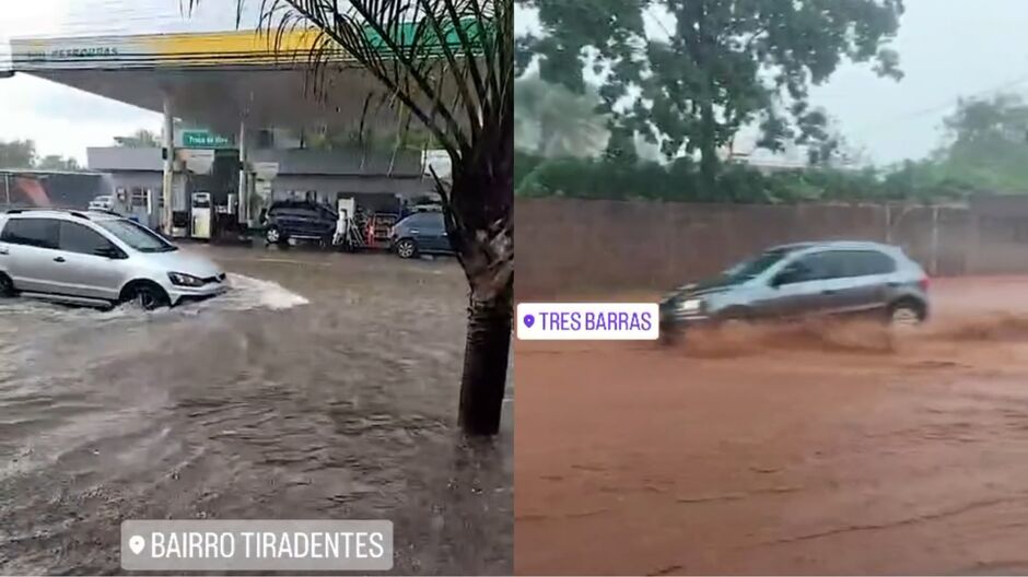 Ruas ficaram alagadas em Campo Grande