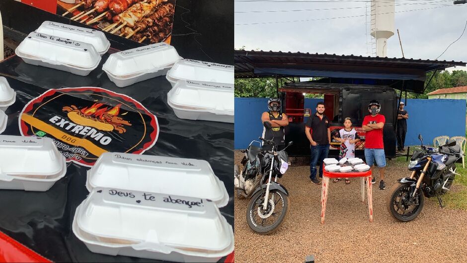 Ação contou com a ajuda de amigos para levar carinho em forma de cachorro-quente a quem precisa