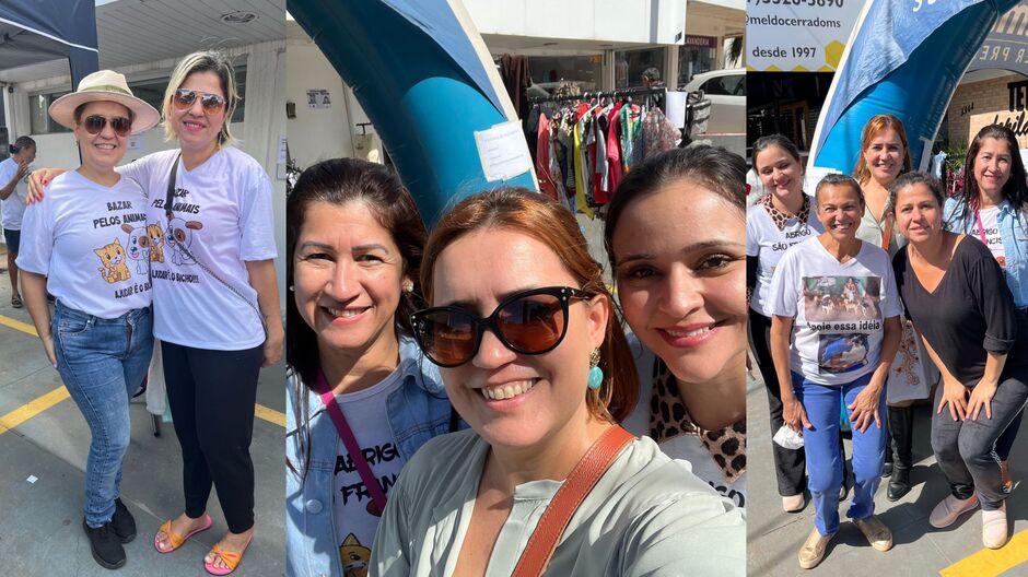 Organizadoras e protetoras durante o último bazar em Campo Grande