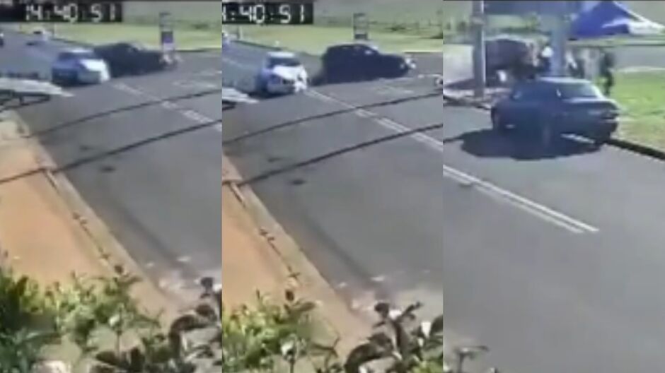 Uma câmera de monitoramento registrou o momento da batida