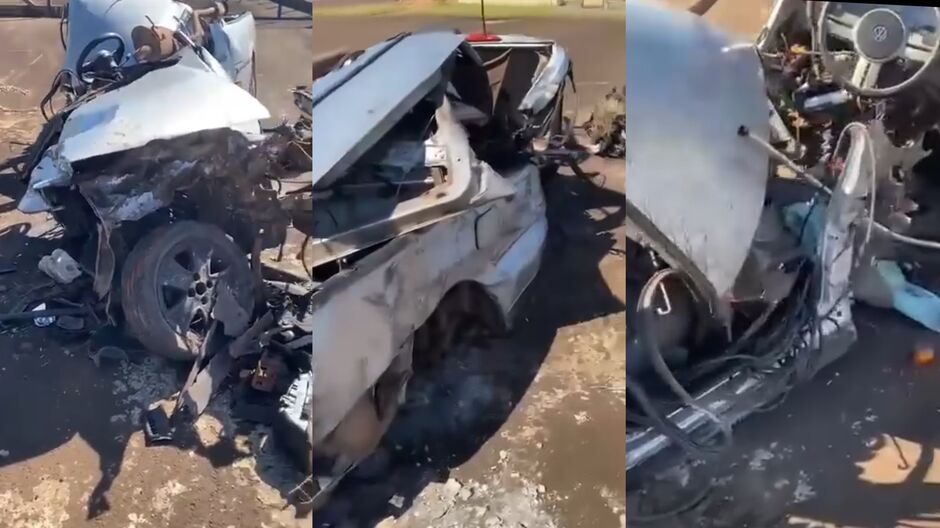 Saveiro ficou completamente destruída