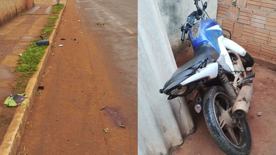 A motocicleta ficou com danos na parte traseira