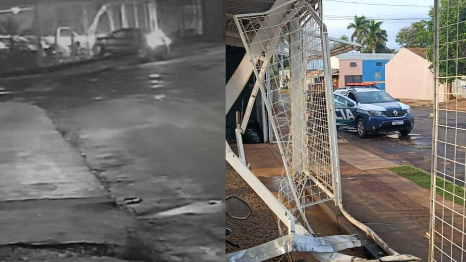 Câmera mostra impacto em garagem na Vila Nhanhá