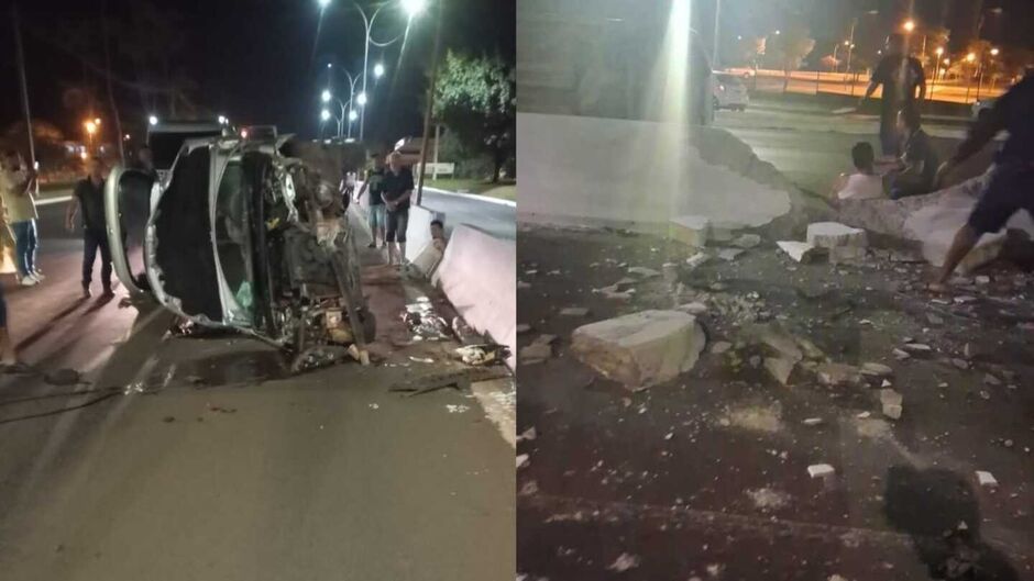 O motorista foi socorrido e levado para a Santa Casa