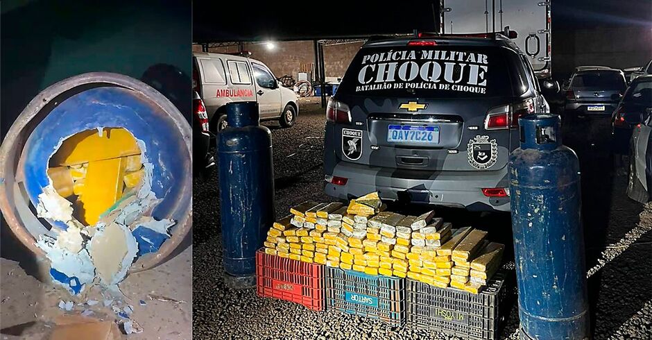 A droga foi encontrada dentro de botijões de gás