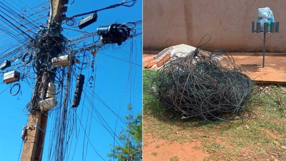 Fios são deixados jogados na rua e ningém se responsabiliza por eles