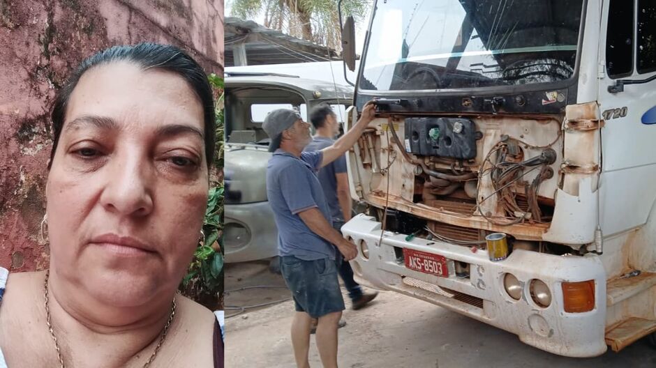 Nilza e caminhão que garantia sustento da família