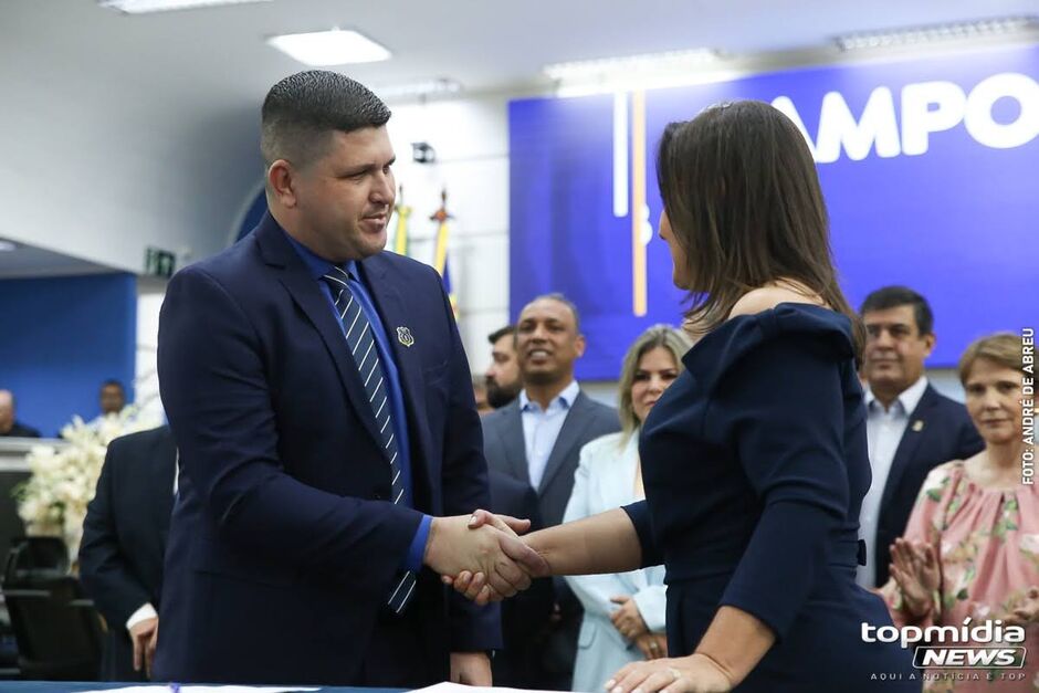 Secretário municipal de Segurança Pública Anderson Gonzaga e a Prefeita de Campo Grande Adriane Lopes
