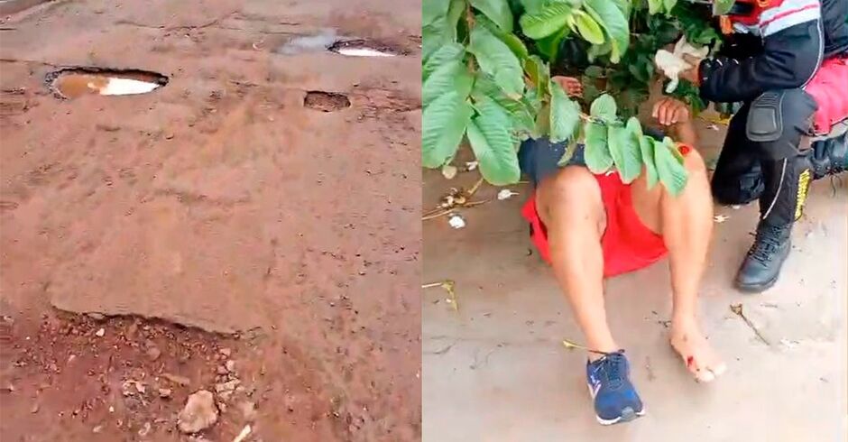 Ap&oacute;s queda por causa de buraco, motociclista de aplicativo n&atilde;o pode voltar ao trabalho 