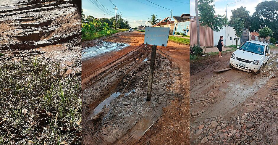 Moradores correm o risco de atolar sempre que saem de casa 