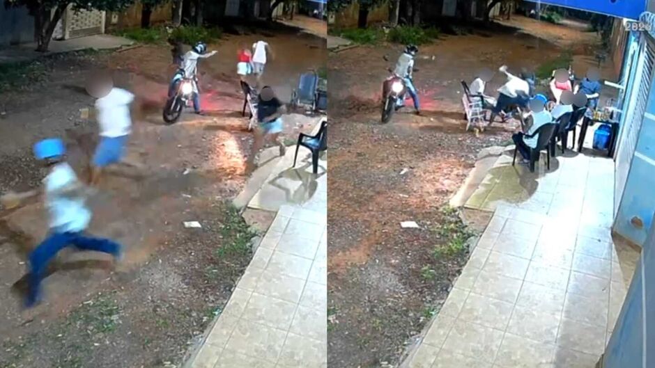 C&acirc;mera registra clima de calmaria antes de motociclista armado chegar no Centro Oeste