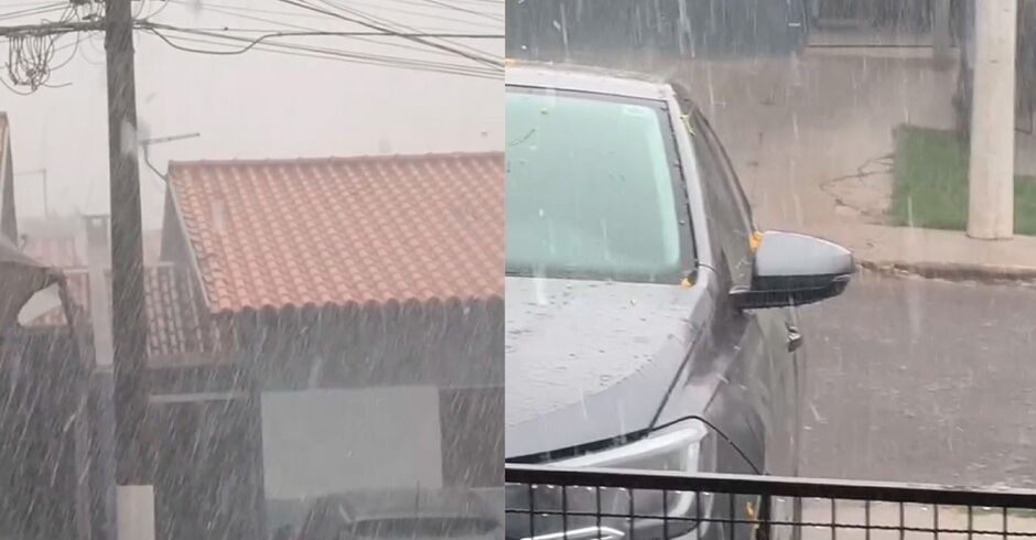 Carro tamb&eacute;m recebeu pedrisco de gelo