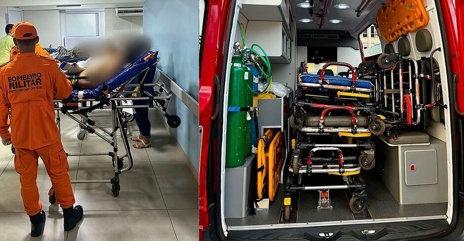 As macas precisaram ser retiradas de dentro da Santa Casa apra uso dos bombeiro militares 