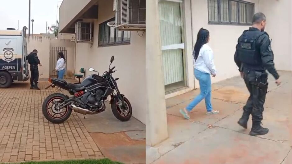 Natally Machado da Silva, uma das r&eacute;us do caso, chegando ao F&oacute;rum