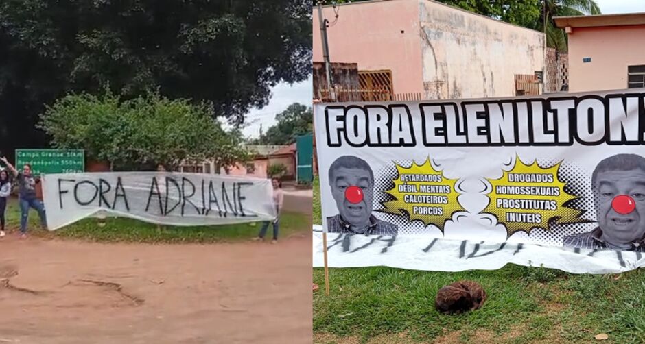 Grupo protesta contra prefeitura em Anhandu&iacute;