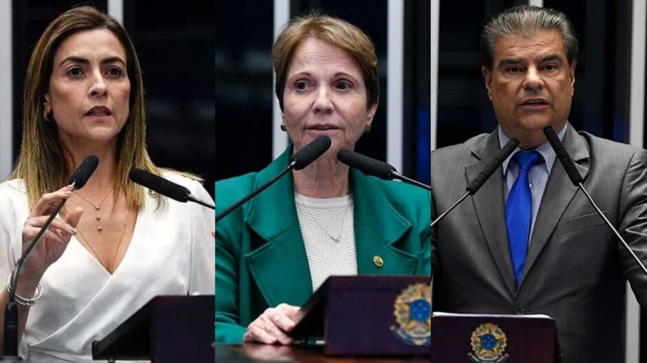 Soraya Thronicke (Podemos), Tereza Cristina (PP) e Nelsinho Trad (PSD)