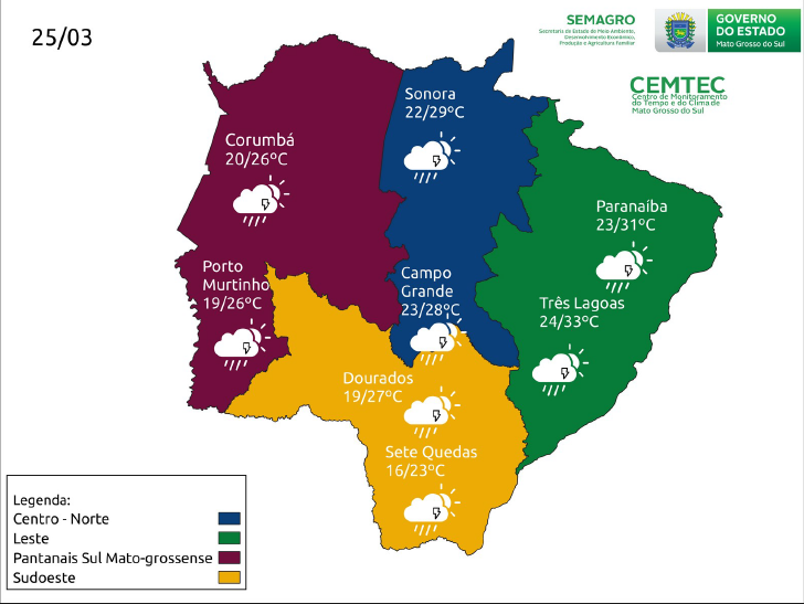 mapa tempo 25 março