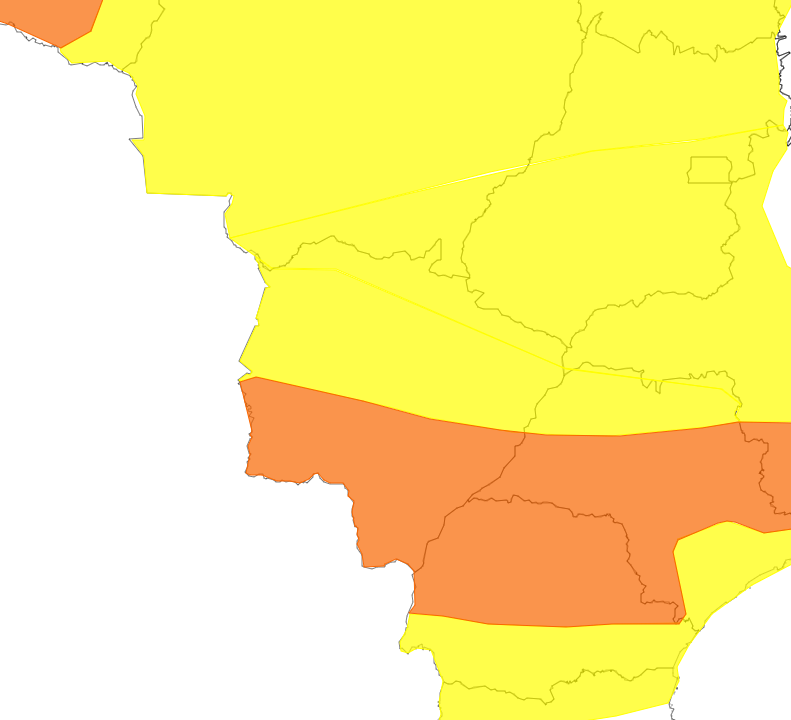 Mapa mostra Estado dividido em perigo potencial e perigo