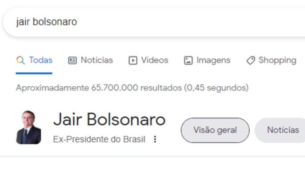 Atualização do Google sobre Bolsonaro