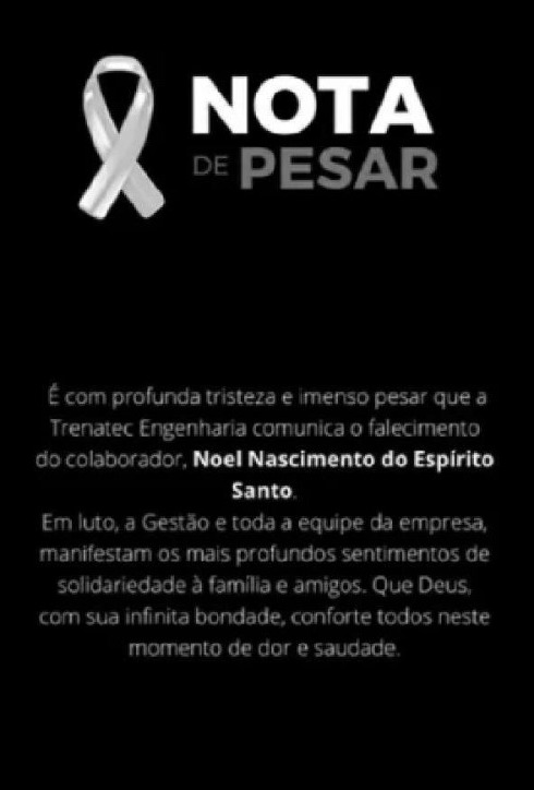Nota de pesar da empresa