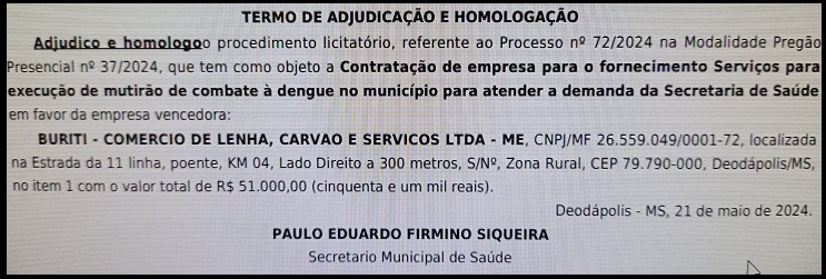 Locação de caminhão vai para ações contra a dengue