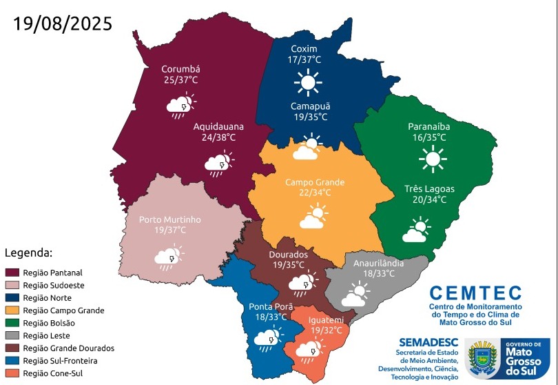 O sol predomina em boa parte do estado nesta terça-feira