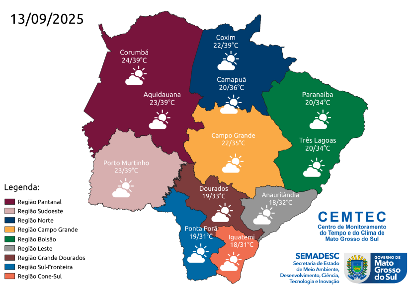 MS 40°: sábado será de calor intenso MS 40°: sábado será de calor intenso