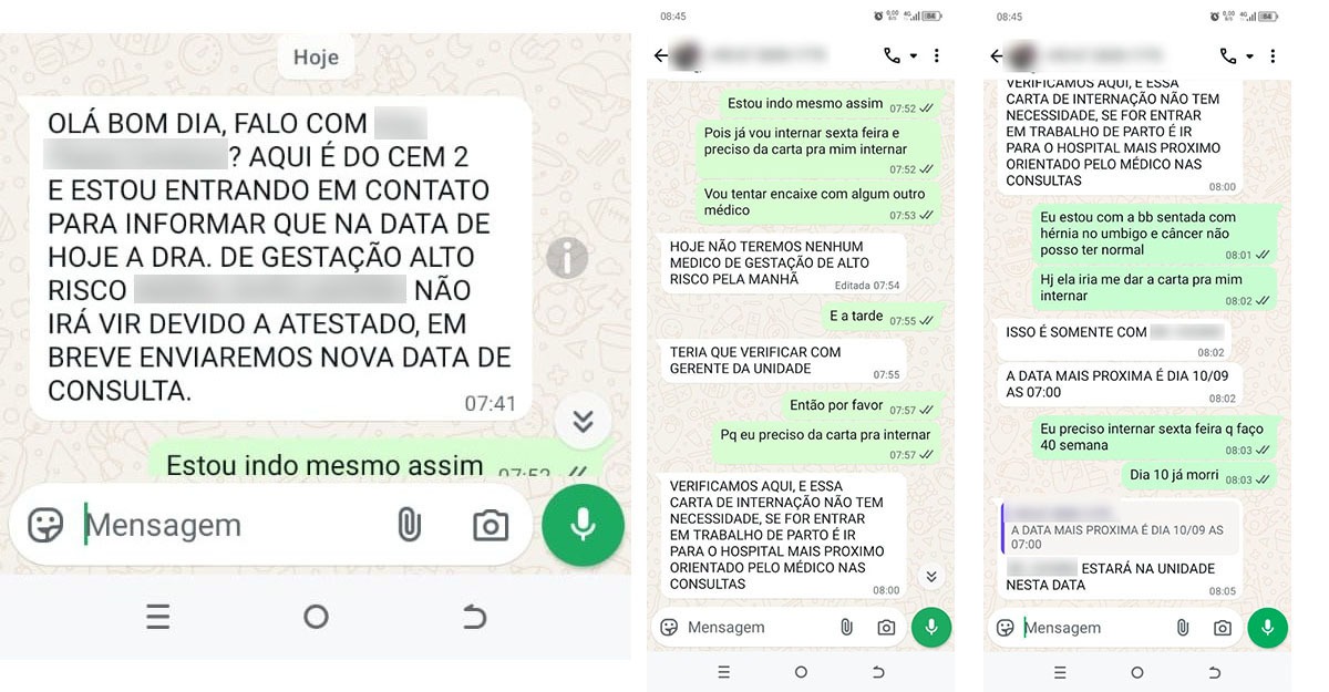 O atendimento foi desmarcado nesta quarta, enquanto a mulher já estava a caminho do CEM