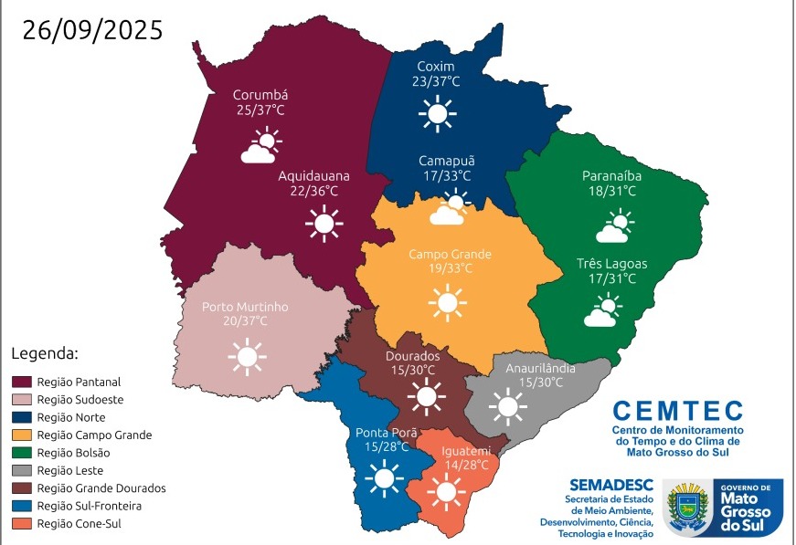 Dia será quente em todo estado