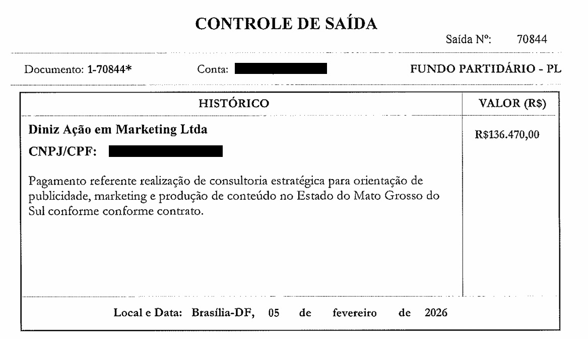 Esposa de Contar fez contrato com o PL