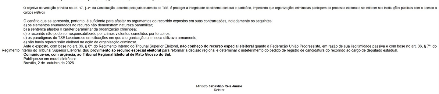 Name está fora da eleição